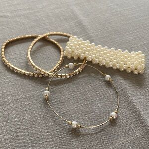 Gold and Cream Bracelets Jewelry Bundle